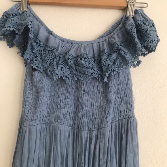 City beach Off the shoulder long womens dress-blue - Picture 2 of 7